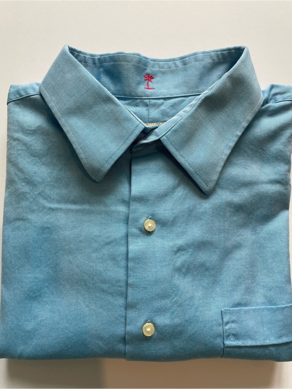 Tommy Bahama Men's 17/36-37 Sky Blue Button-Down Dress Shirt